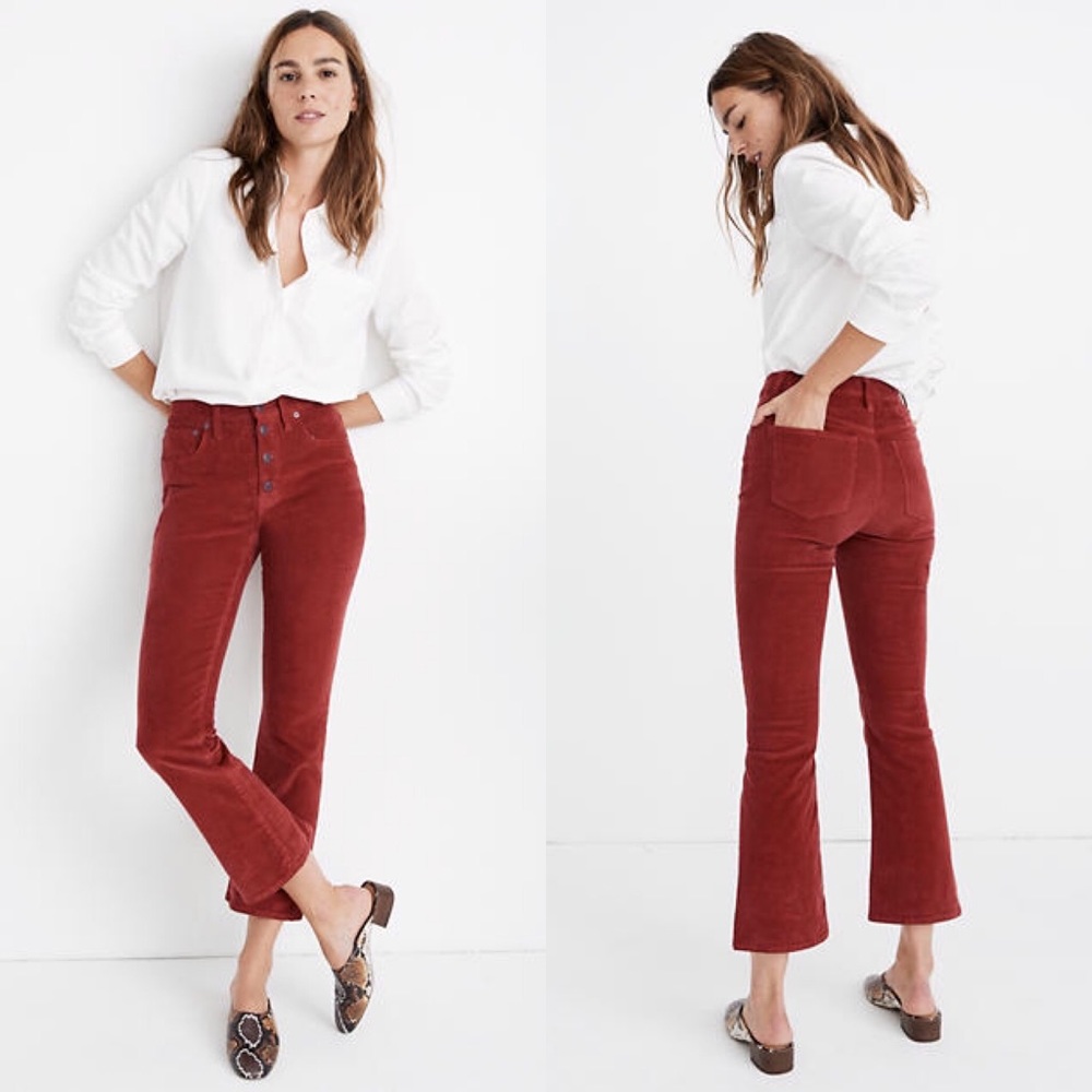 NEW Madewell Cali-Demi Boot Corduroy Button Jeans